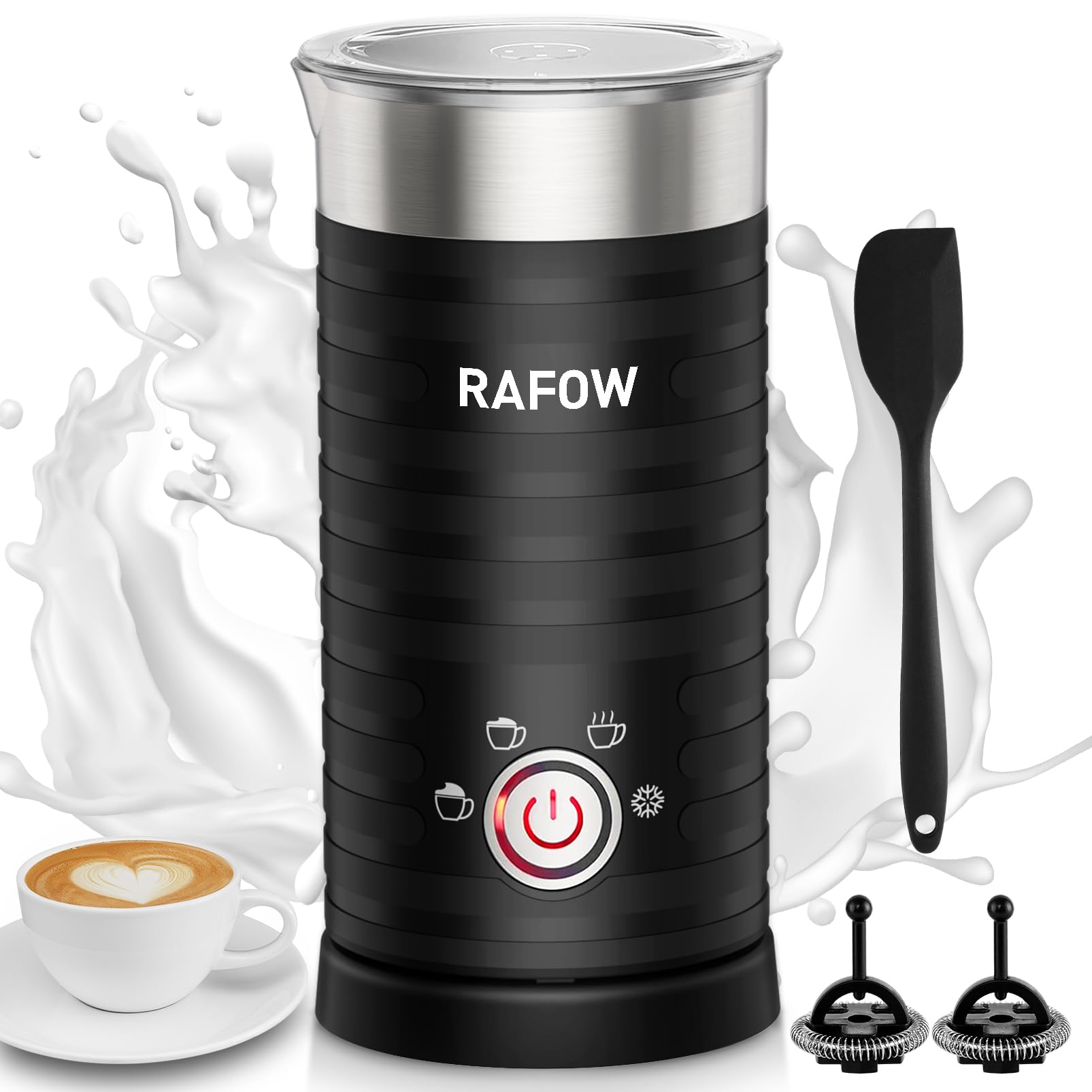 4 in 1 Electric Milk Frother Steamer - 240ml Hot & Cold Coffee Foam Maker for Latte, Cappuccino, Hot Chocolate & Matcha - Perfect for Home, Office & Coffee Shops
