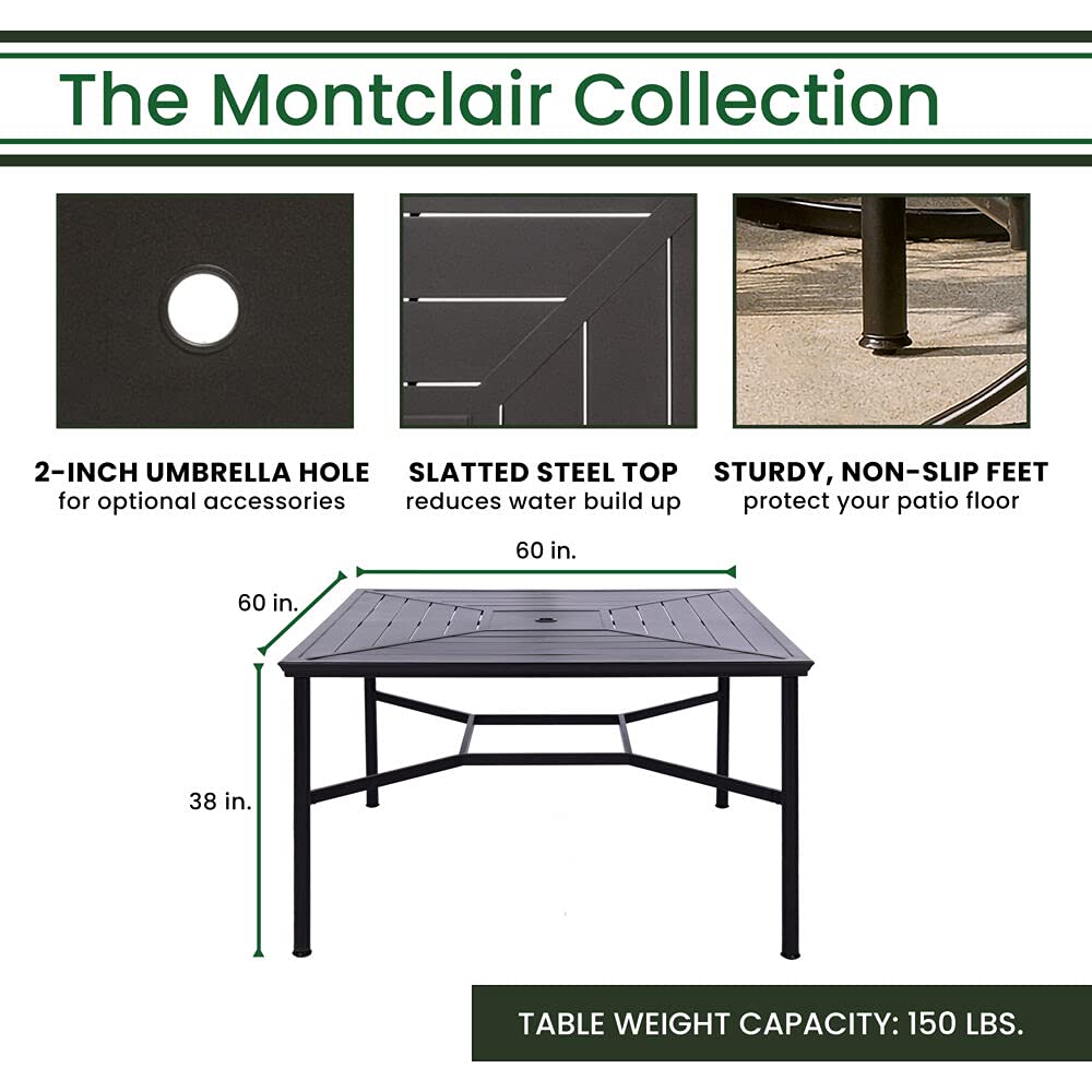 Hanover Montclair 9-Piece Outdoor Dining Set - 8 Swivel Bar Height Chairs with Thick Cushions & 60