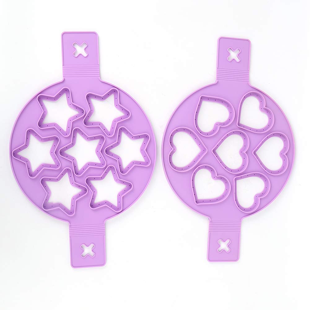 2Pcs Pancake Mold Maker with Handle - Non-Stick Pancake Ring & Fried Egg Shaper - Kitchen Baking Tools for Perfect Breakfast Pancakes, Eggs & Waffles - Ideal for Home Cooking, Brunch & Kids Breakfast