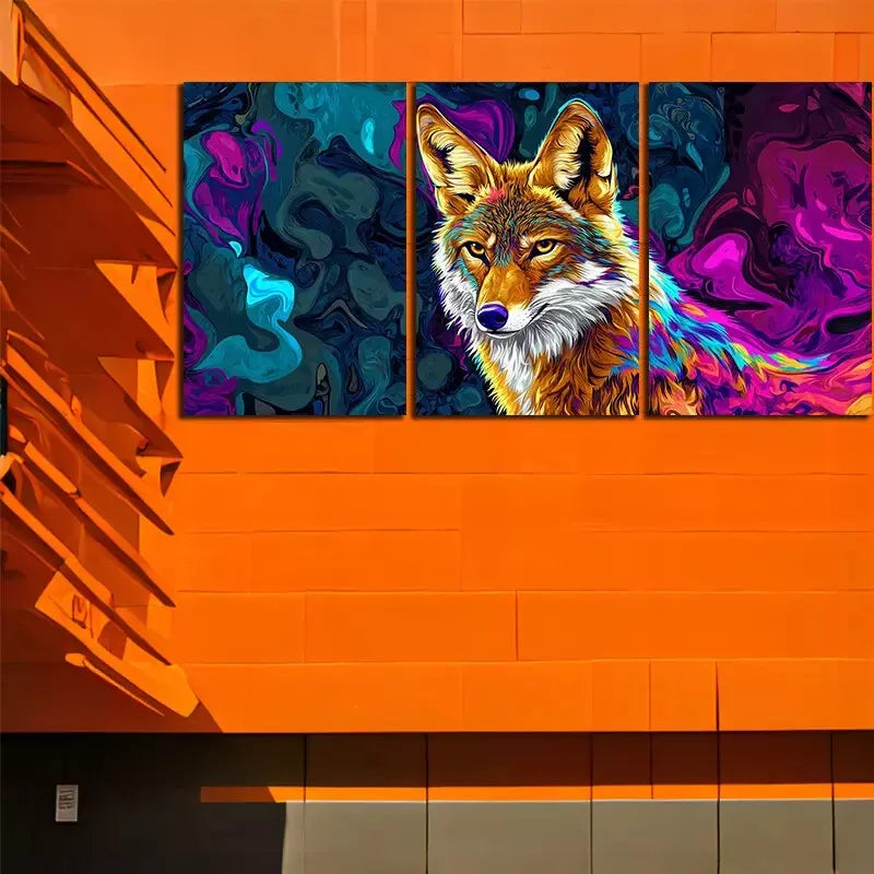 3-Piece Fox Wall Art Set - Colorful Background Canvas Framed 50x70cm - High Quality Print - 100% Australian Made - Ready to Hang - Perfect for Living Room, Bedroom & Office Decor
