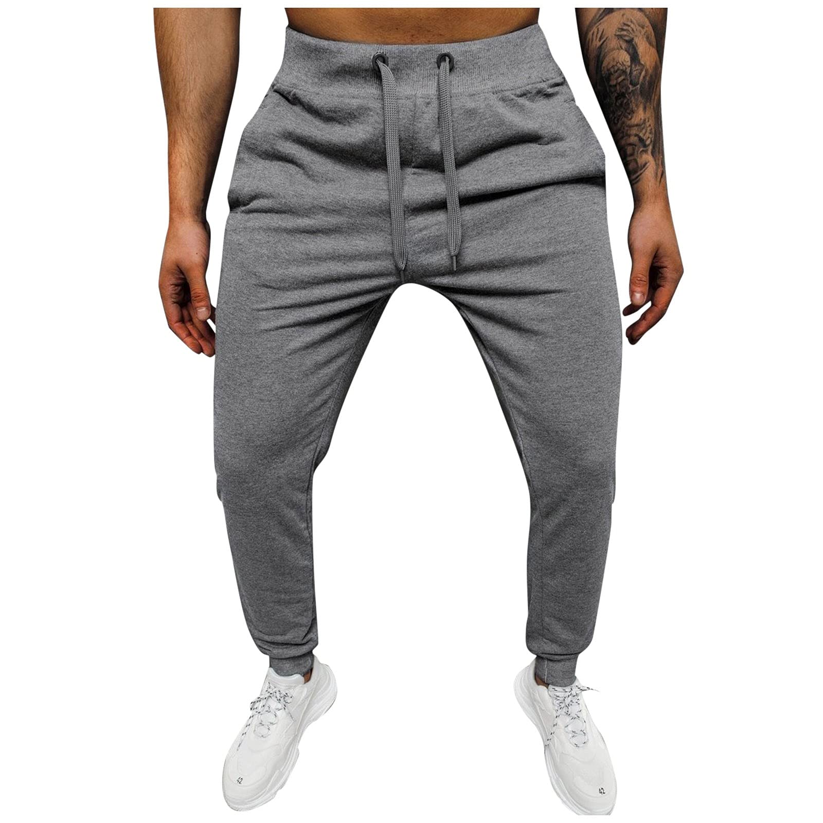 BEUU Men's Slim Fit Jogger Sweatpants - Athletic Running Workout Pants with Zipper Pockets for Gym, Streetwear & Casual Wear | Comfortable Stretch Fabric for Training, Travel & Everyday Use