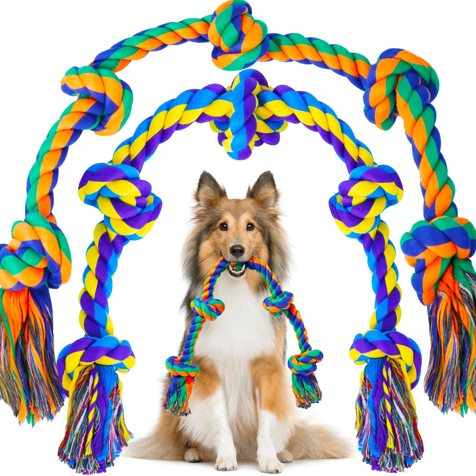 XL Indestructible Dog Toys for Aggressive Chewers - Durable Large Breed Chew Toys for Big Dogs | Safe & Long-Lasting Puppy Teething Toys | Cotton Rope Toys for Medium Dogs - Perfect for Playtime, Training & Dental Health