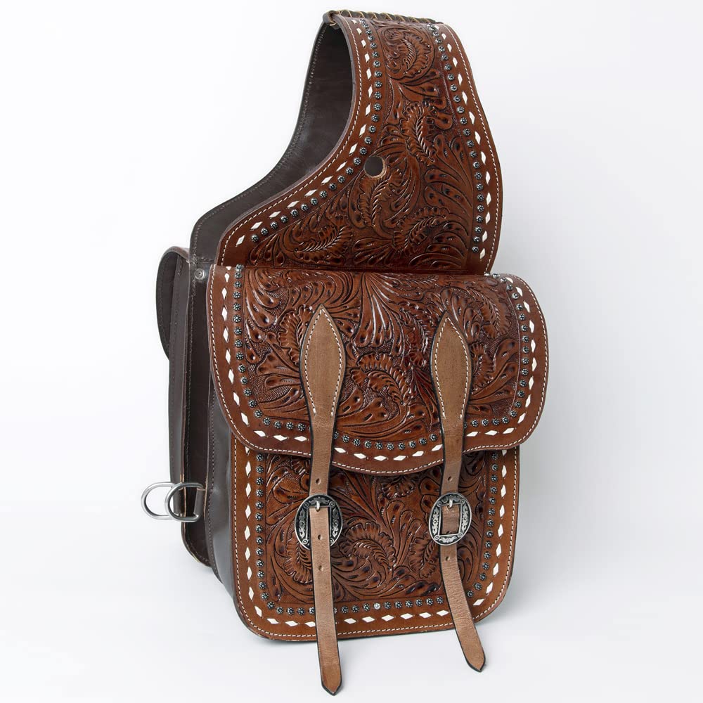 HILASON Soft Leather Horse Saddle Bag - Western Equestrian Brown Leather Saddle Pack with Adjustable Closure | Perfect for Trail Riding, Horse Shows & Ranch Work