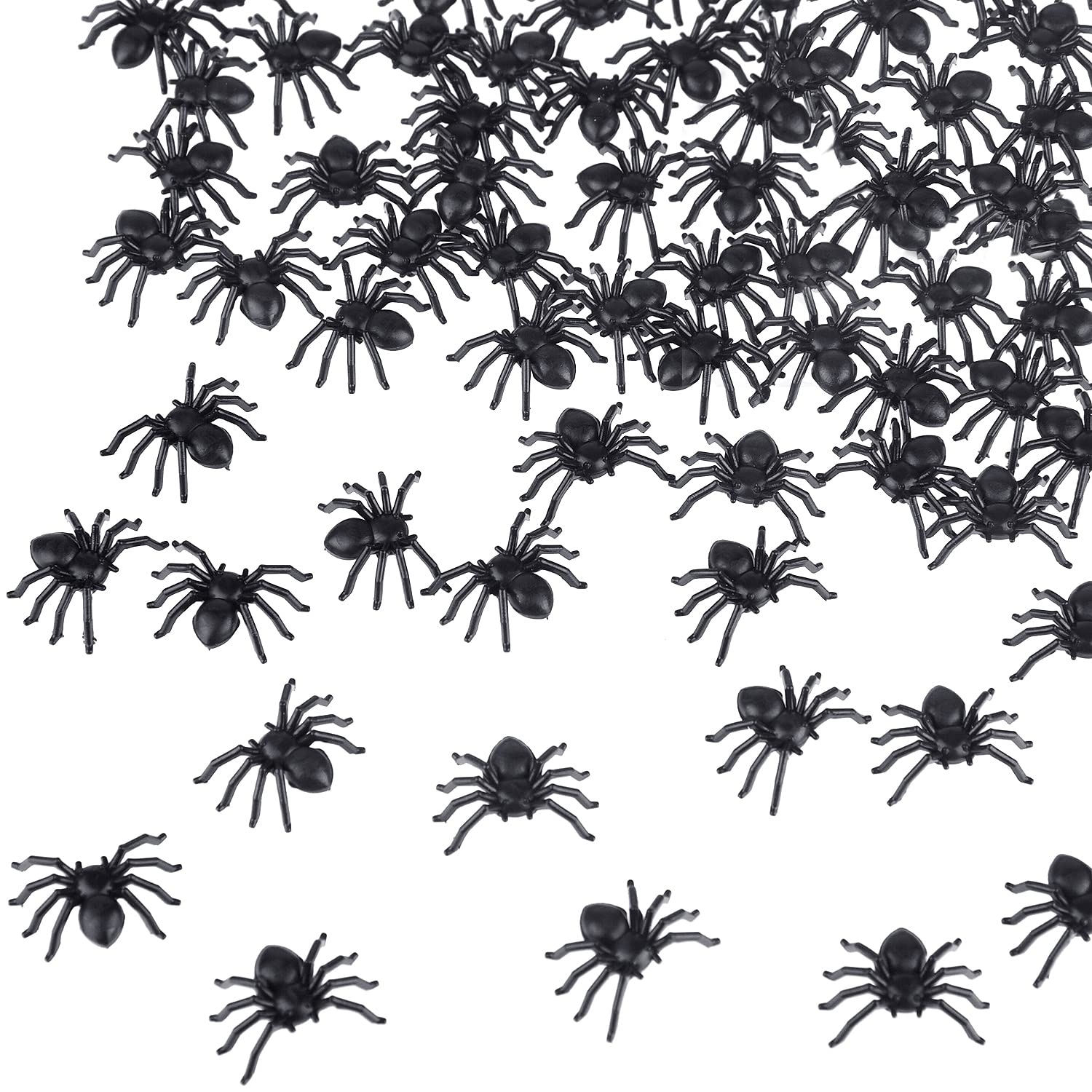 300PCS Realistic Fake Plastic Spiders - Scary Halloween Party Decorations & Prank Props for Trick or Treat, Haunted House, and Spooky Events - Black