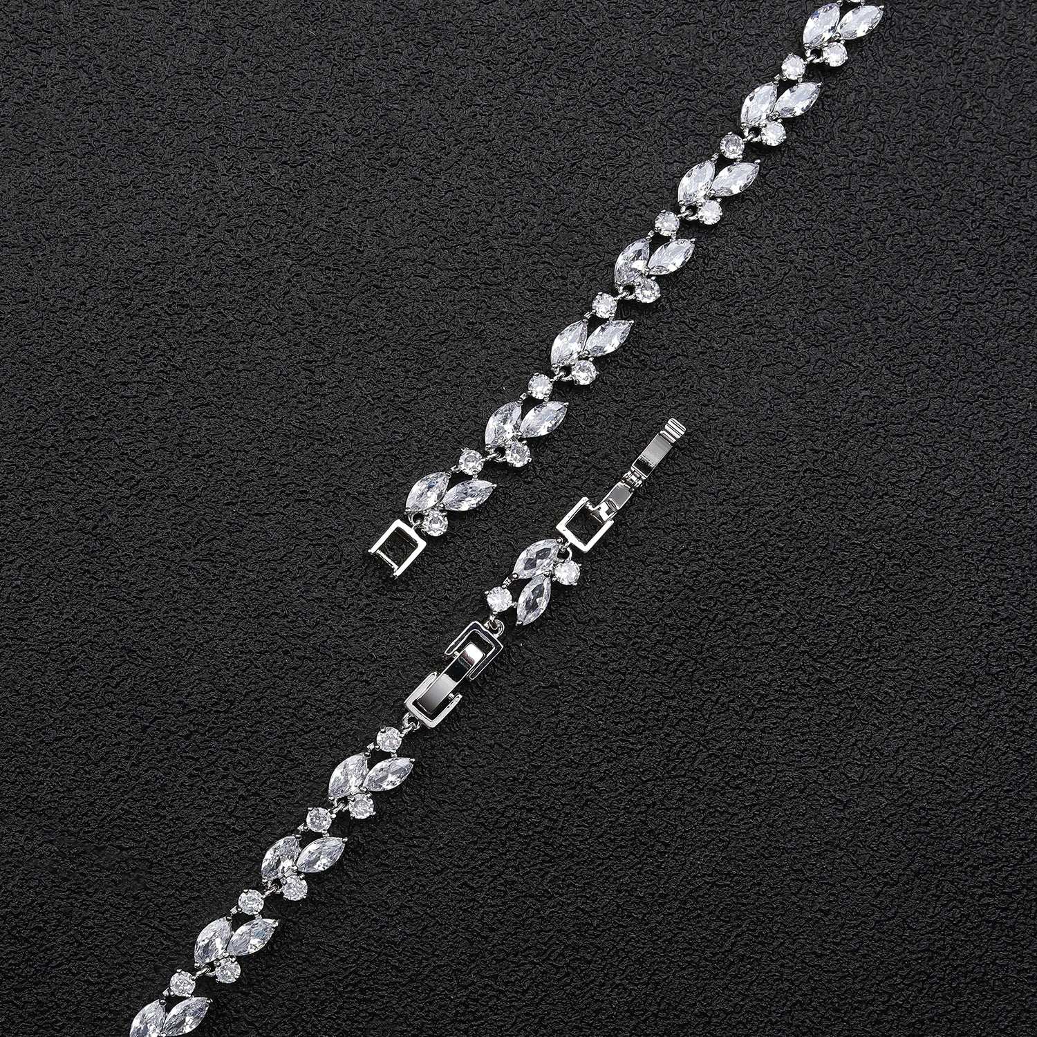 5A Cubic Zirconia Silver Bracelet for Women - Elegant Chain Link Jewelry for Party, Wedding & Everyday Wear CK10145