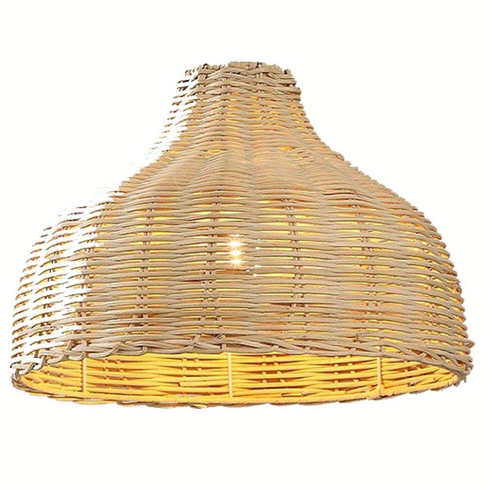 Handwoven Rattan Pendant Light - Modern Farmhouse Dining Room Chandelier & Bedroom Ceiling Lamp - Natural Wicker Hanging Light for Balcony, Porch, Patio (White) - Perfect for Boho, Coastal, and Rustic Home Decor