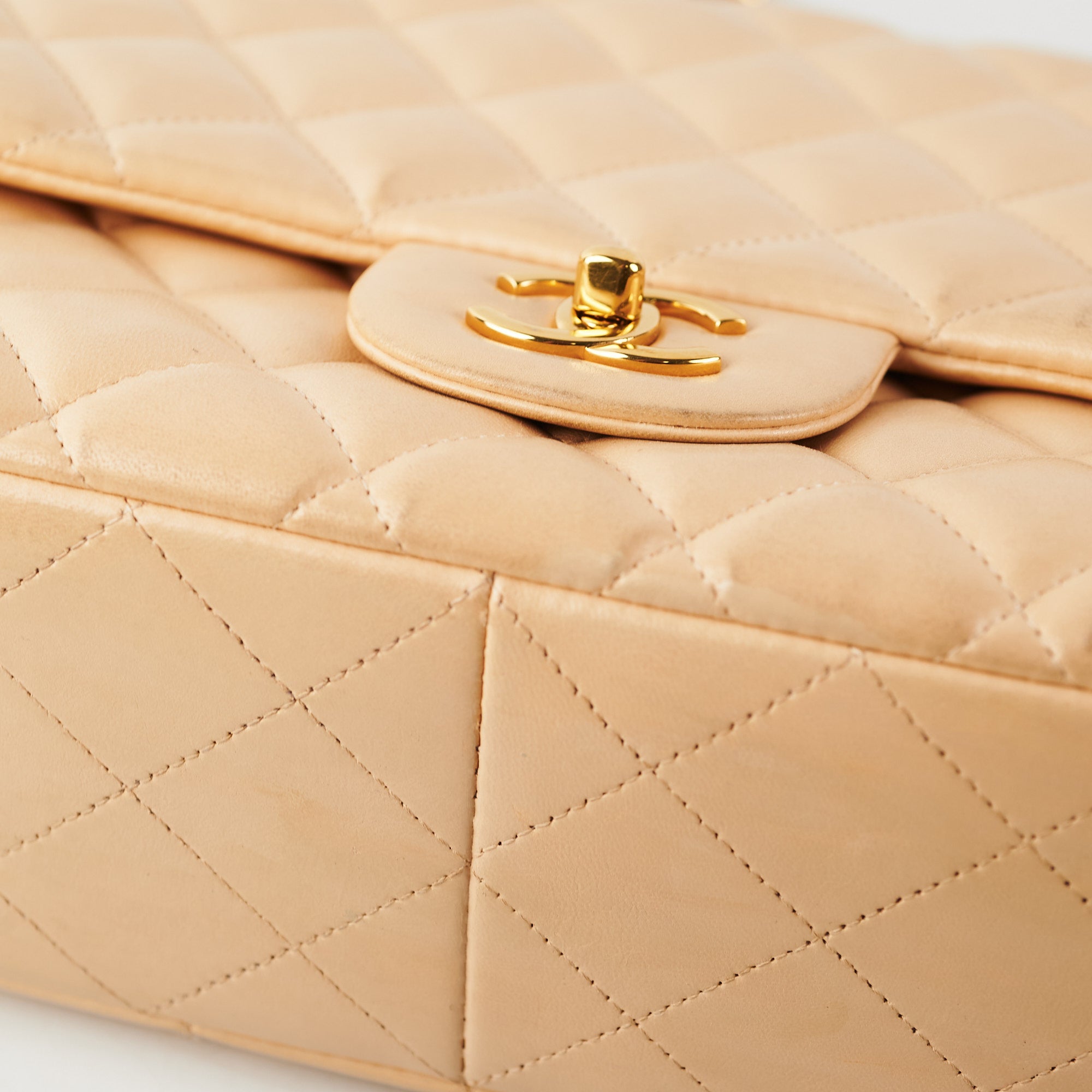 Chanel Single Flap Jumbo Lambskin Beige Leather Shoulder Bag - Luxury Designer Handbag for Women, Perfect for Work, Evening & Special Occasions