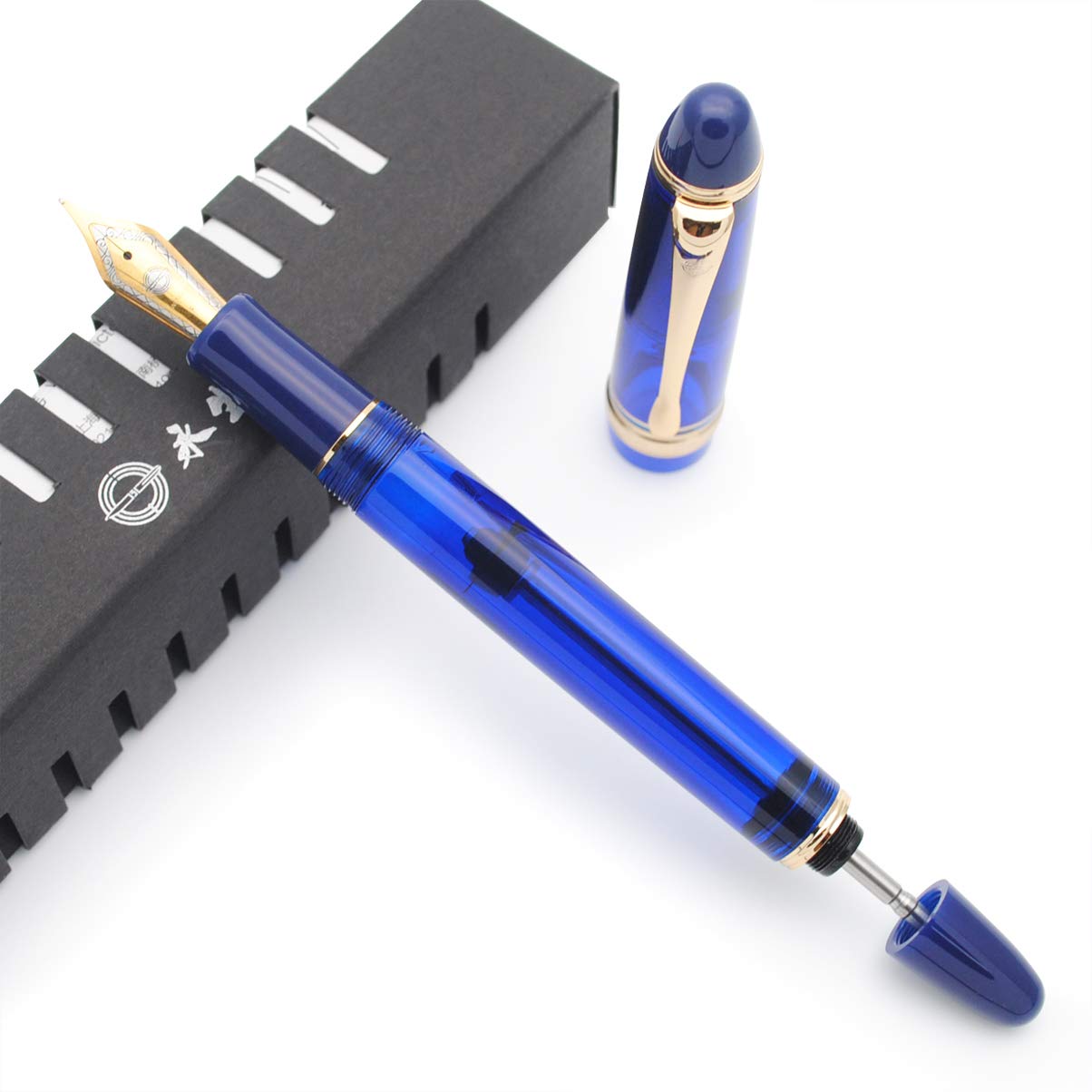 Original Vacuum Filling Fountain Pen - Royal Blue 0.5mm Fine Nib for Office & Calligraphy