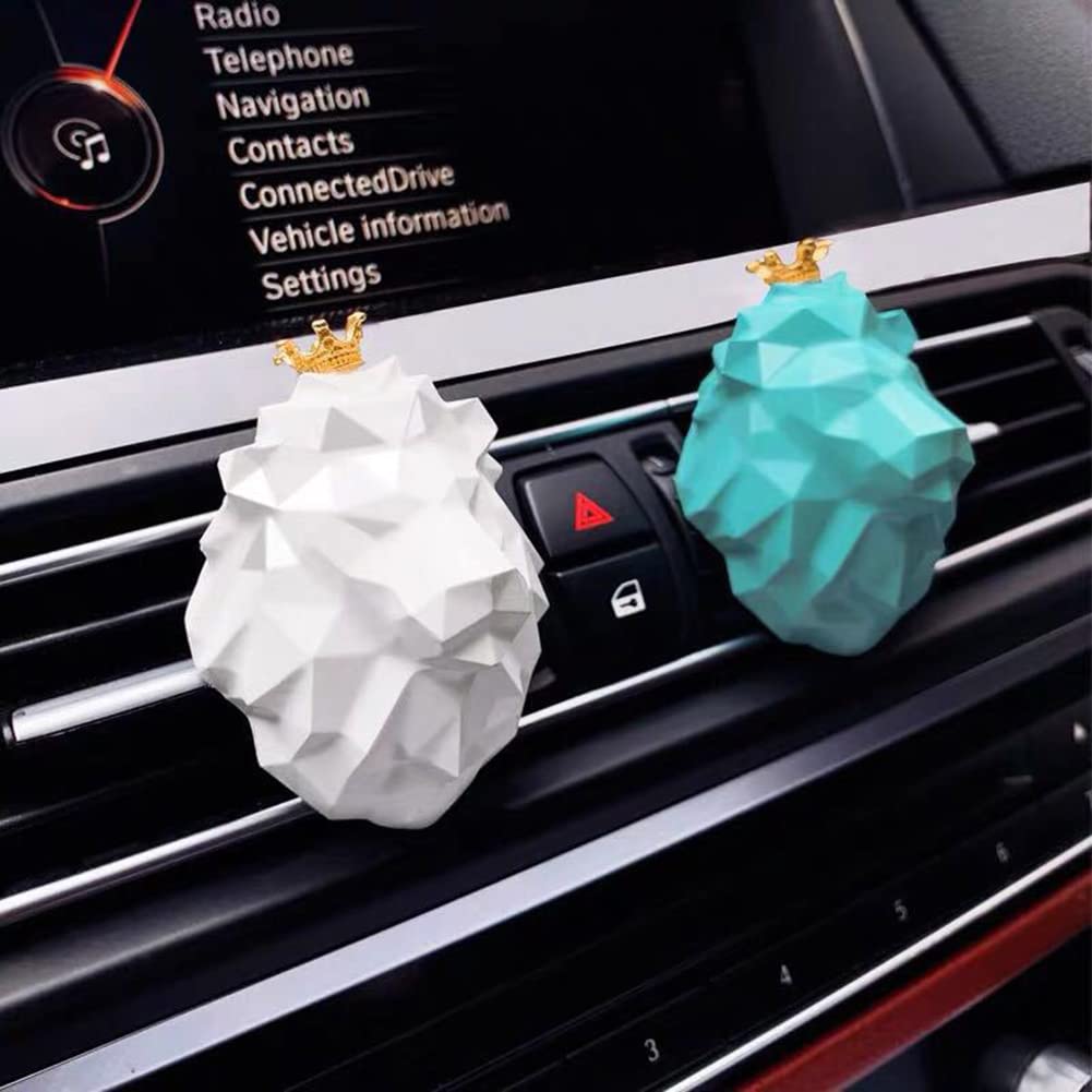 SEADEAR Lion-Shaped Car Air Vent Clips - 2 Pack Car Air Freshener Holder with Essential Oil Diffuser for Car, Office & Home - White | Perfect for Freshening Vehicles, Work Spaces & Living Areas