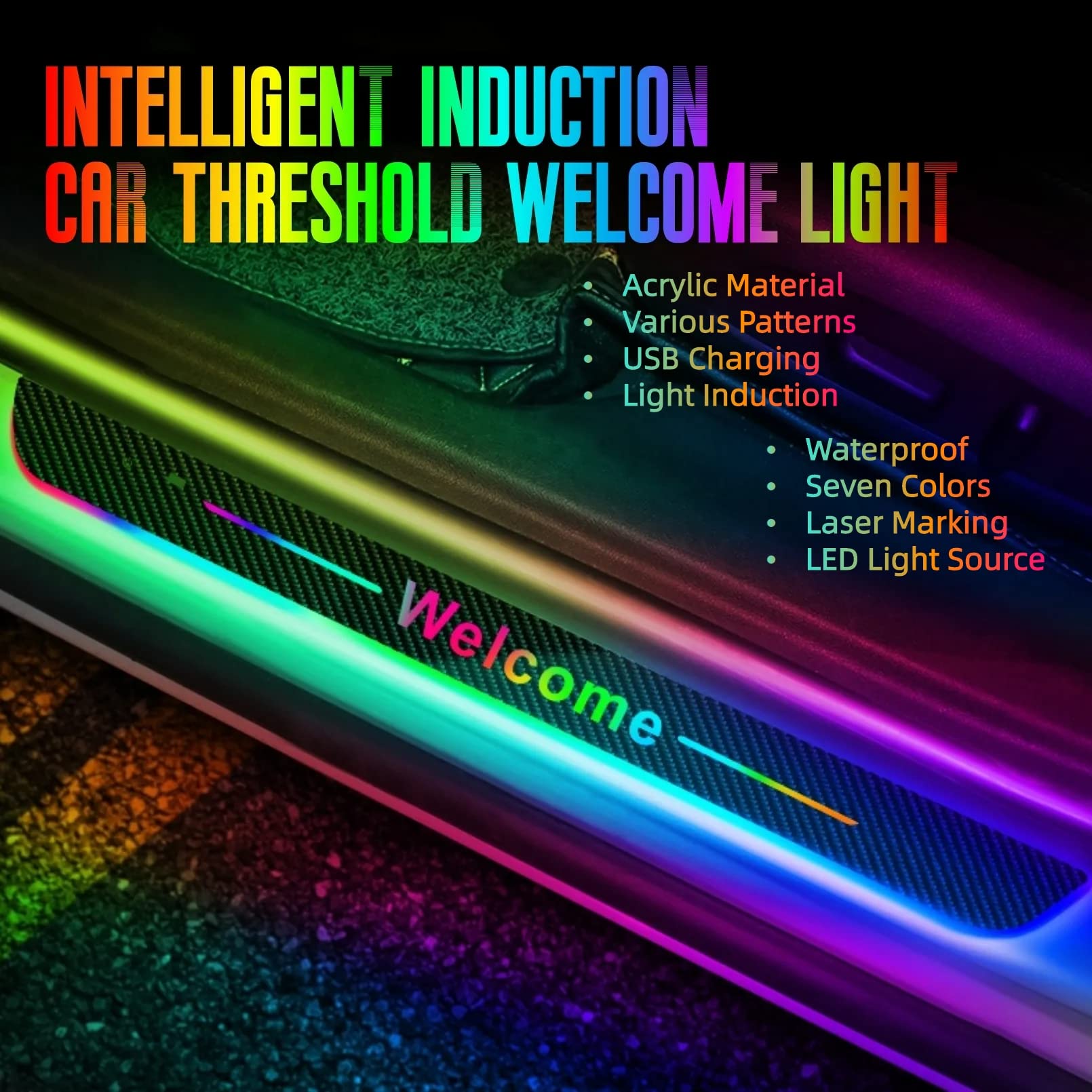 Custom LED Car Threshold Lights with Personalized Logo & Text - Interior Car Door Sill Lights for Welcome Projection - Unique Birthday Gifts for Men & Women - Perfect for Car Customization & Nighttime Safety
