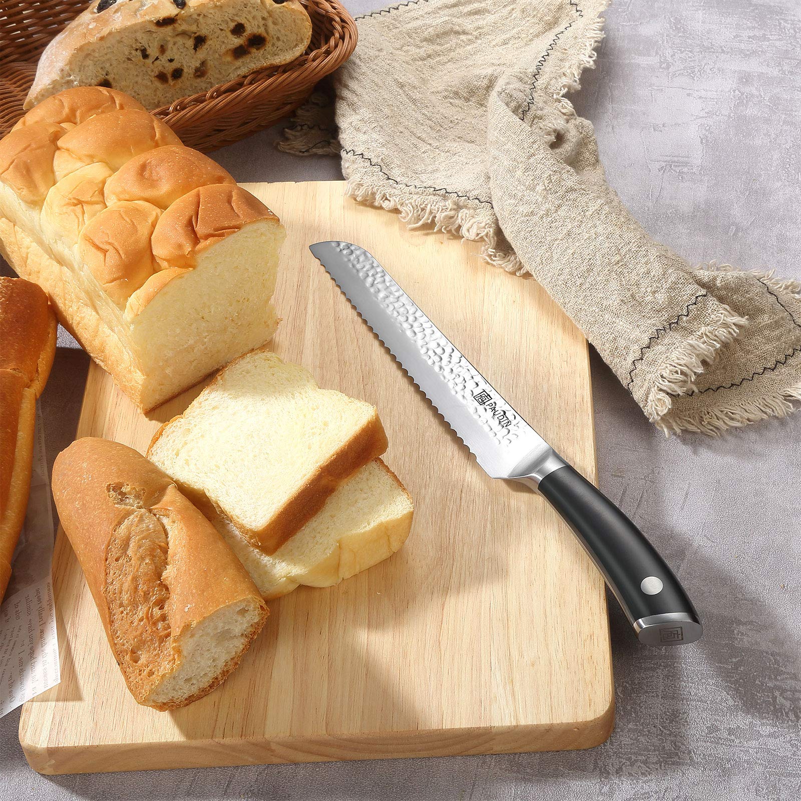 PAUDIN 8-Inch Serrated Bread Knife - High Carbon Stainless Steel Blade with Full Tang ABS Handle - Perfect for Slicing Homemade Bread, Cakes, and Pastries - Ideal for Bakeries, Kitchens, and Home Chefs