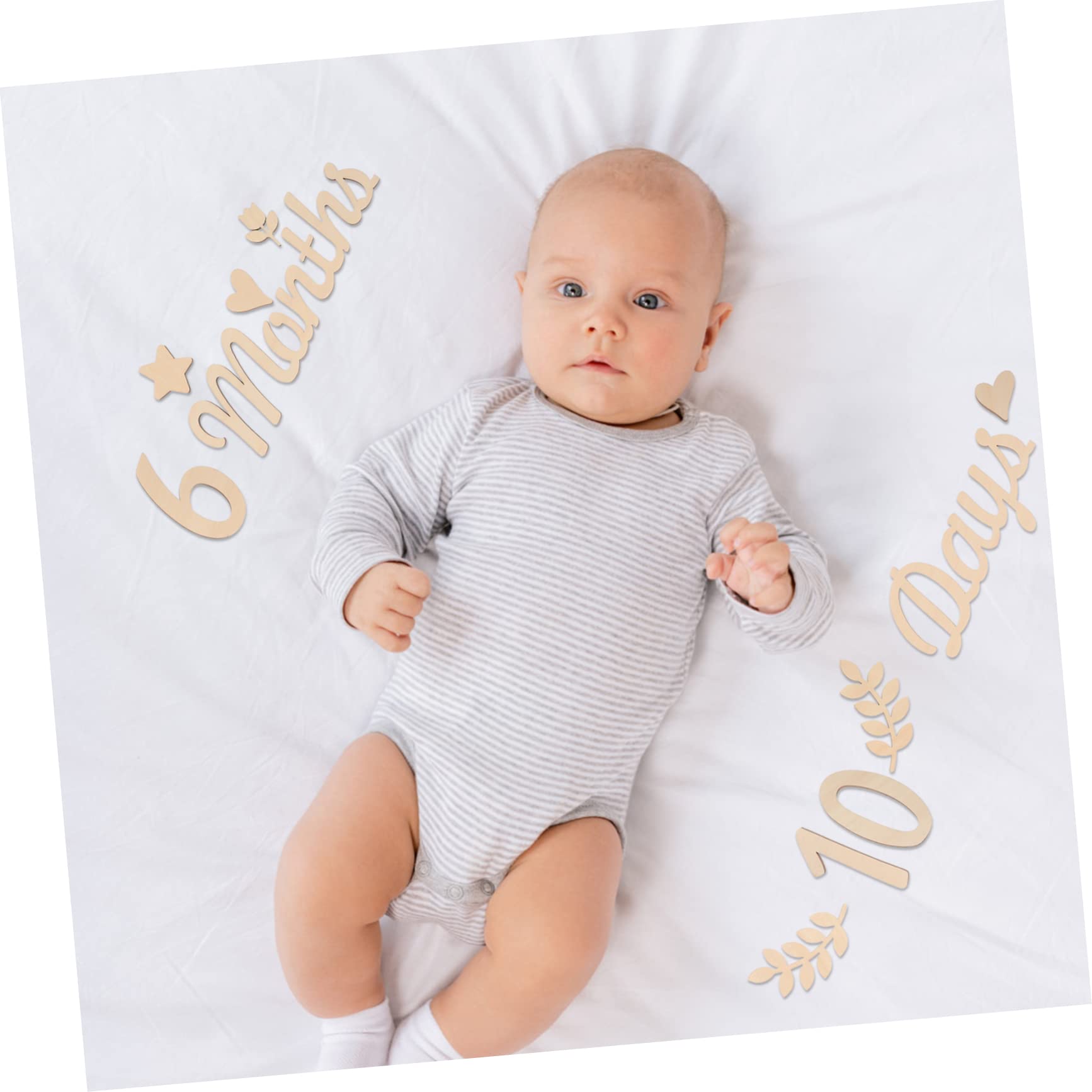 ifundom 5 Sets Wooden Baby Milestone Cards - Monthly Number Signs for Newborn Photography, Baby Shower Decor & First Birthday Party Decorations