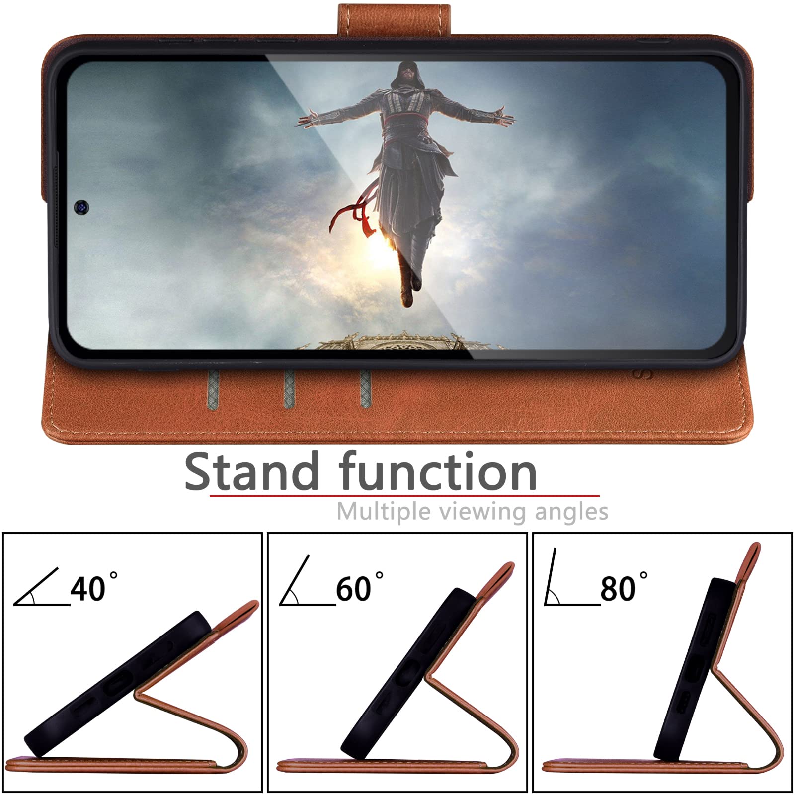 Premium RFID Blocking Leather Wallet Case for Samsung Galaxy S22 - Flip Folio Book Cover with Credit Card Holder | Shockproof Protection for Women & Men | Light Brown | Perfect for Business, Travel & Everyday Use