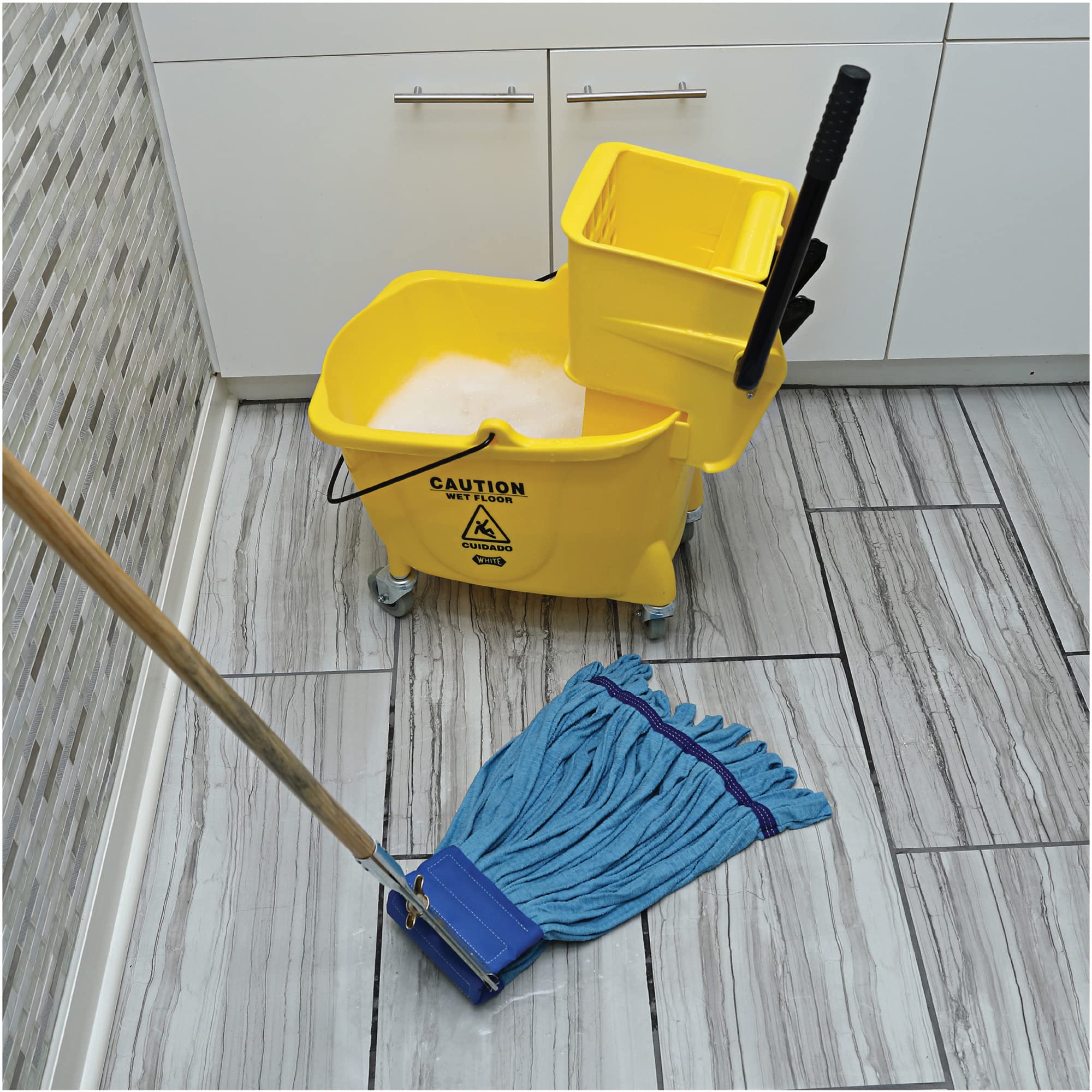 Genuine Joe GJO47539 Blue Microfiber Wet Mop Head Refill (12-Pack) - Premium Cleaning Pads for Hardwood Floors, Tile & Laminate - Ideal for Homes, Offices & Commercial Use