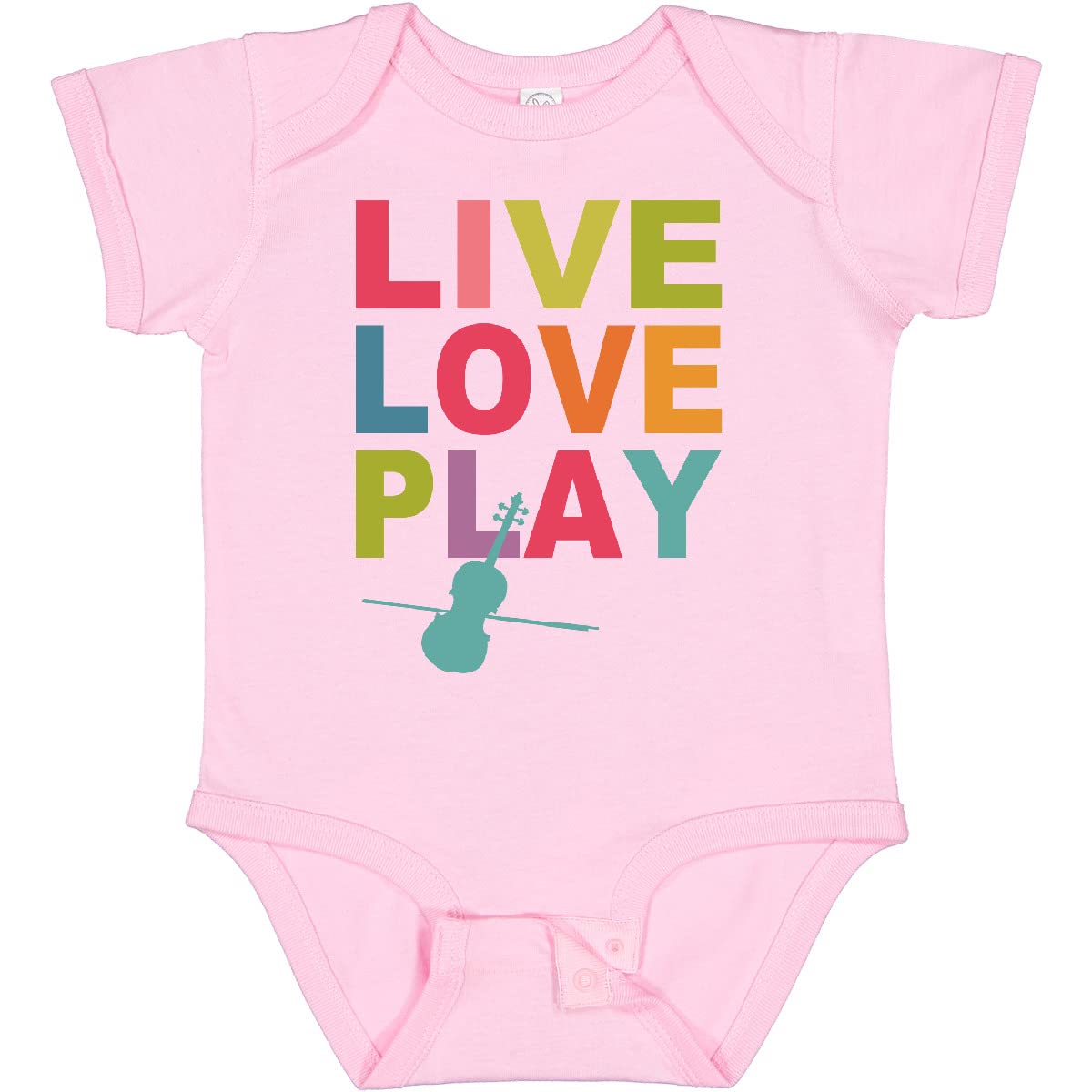 Inktastic Live Love Play Violin Baby Bodysuit - Cute Musical Infant Onesie for Violin Lovers, Newborn & Toddler Gifts - Perfect for Music Classes, Photo Shoots & Family Events
