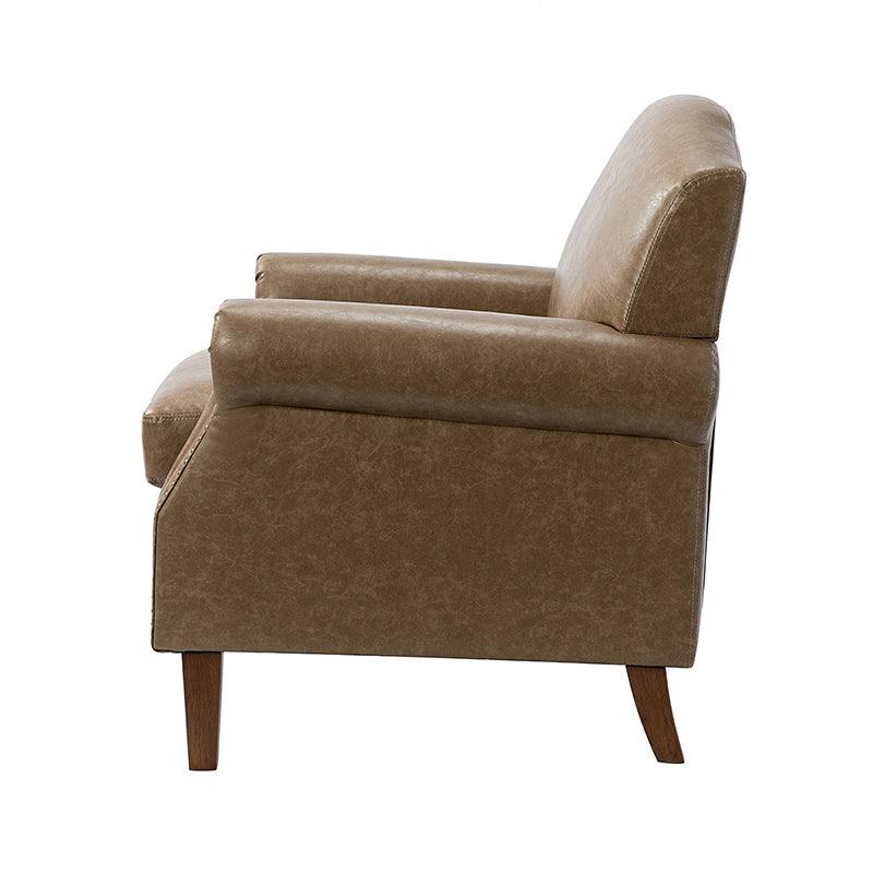 Gianfranco Vegan Leather Armchair with Sturdy Wooden Legs - Modern Vegan Leather Lounge Chair for Living Room, Office & Reading Nook - Eco-Friendly Faux Leather Accent Chair