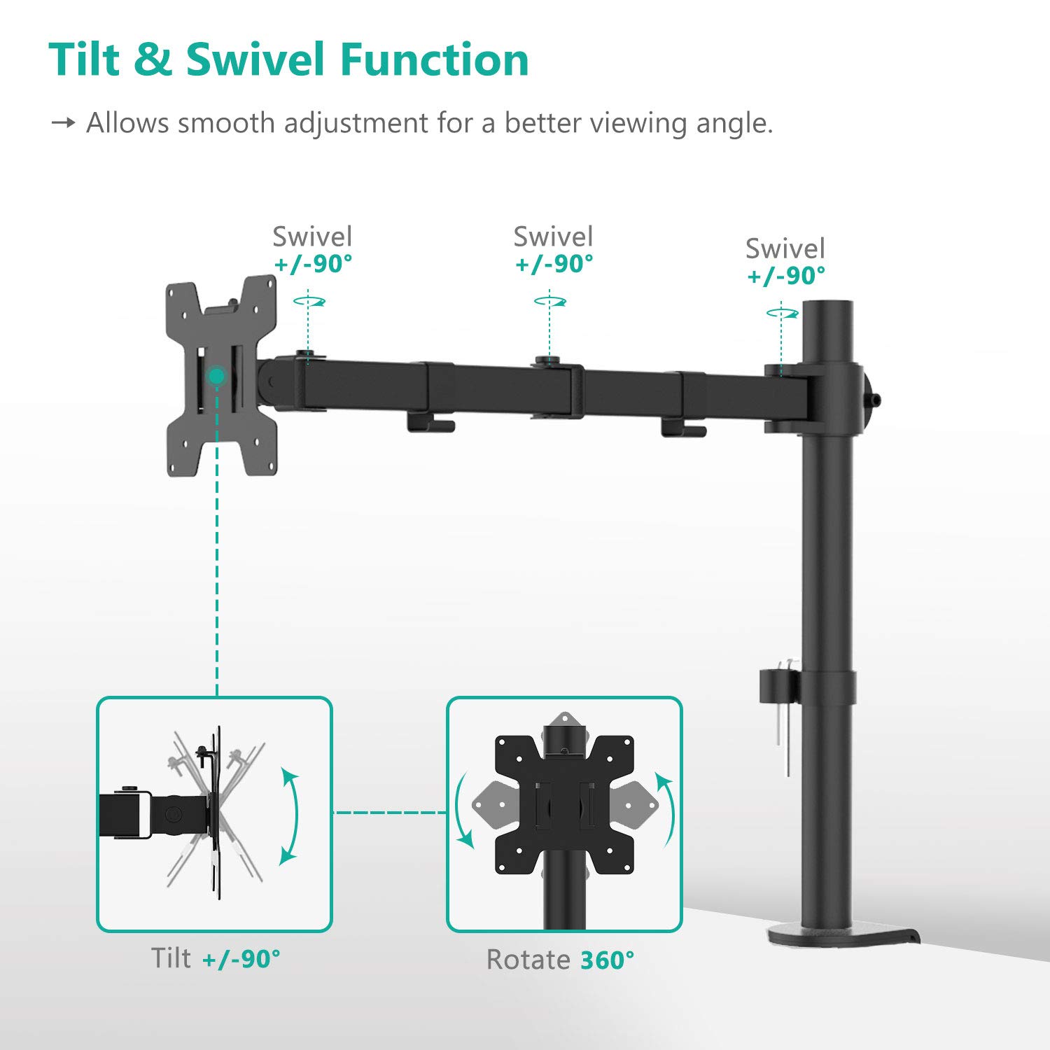 WALI Dual Monitor Arm Mount Bundle – Heavy Duty Adjustable Stand with VESA Bracket Adapter for Home Office, Gaming & Workstation Setup