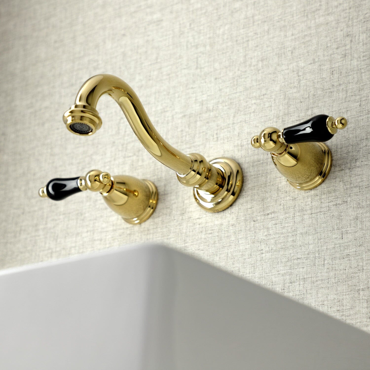 Duchess Double Handle 3-Hole Wall Mount Bathroom Faucet - Elegant Brass Finish for Modern Bathrooms | Perfect for Powder Rooms, Master Baths & Spa Retreats