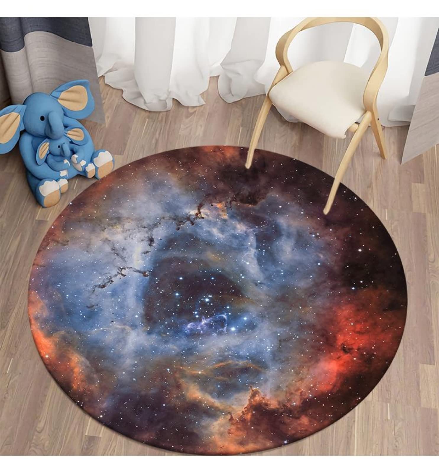 YYZOZJOZ 3D Round Galaxy Space Rug - Ultra Soft Flannel Floor Mat for Living Room, Bedroom & Kitchen | Non-Slip Home Decor for Kids Room, Nursery & Dorm