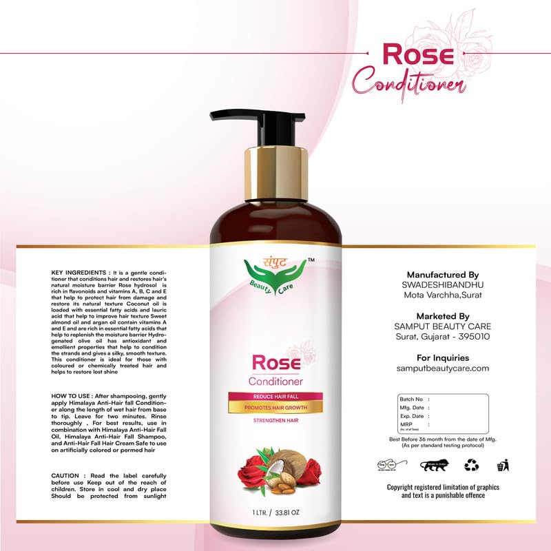 Rose Hair Conditioner for Oily Scalp - Reduces Excess Oil & Promotes Hair Growth for Stronger, Healthier Hair | Perfect for Daily Use & Hair Repair