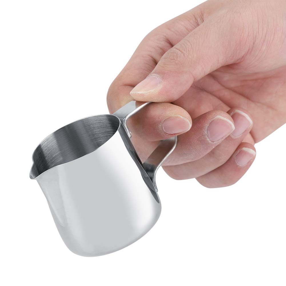 Premium Stainless Steel Milk Frothing Pitcher for Coffee & Cappuccino - 100ml Professional Steaming Pitcher for Latte Art, Perfect for Espresso Machines & Home Baristas - Ideal for Coffee Shops, Cafes & Home Brewing