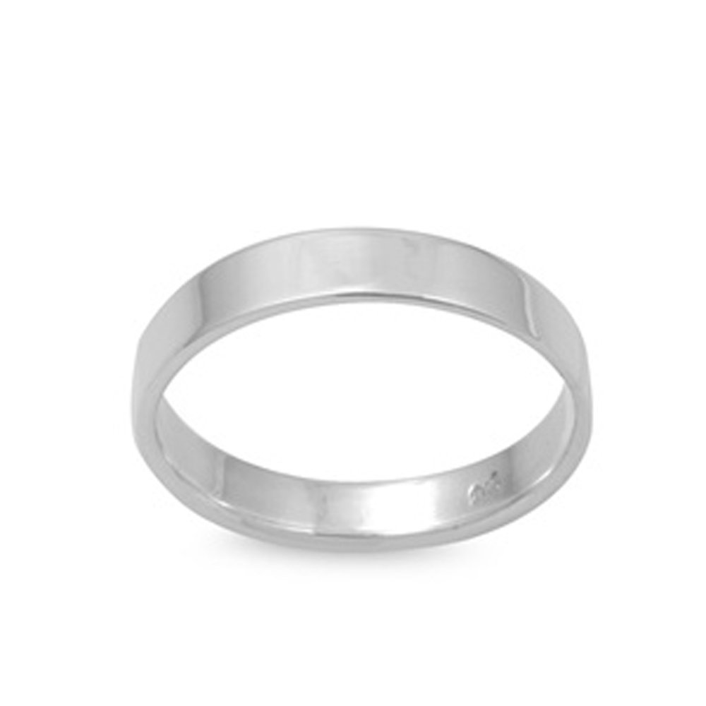Sterling Silver Wedding Band for Men & Women - 4MM Flat Cigar Plain Ring (Size 4-12) - Perfect for Engagement, Anniversary & Everyday Wear