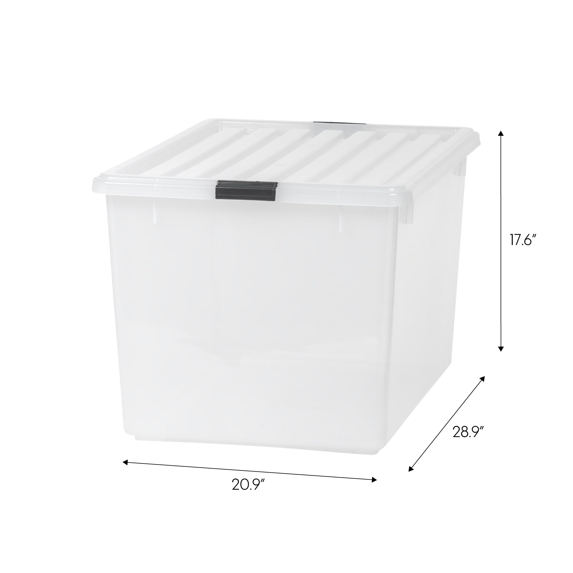 IRIS USA 144 Qt Stackable Plastic Storage Bins with Lids, 3-Pack BPA-Free Clear Storage Containers - Durable See-Through Organizing Solution with Secure Latches & Pull Handles - Perfect for Home Organization, Garage Storage & Closet Decluttering - Made in USA