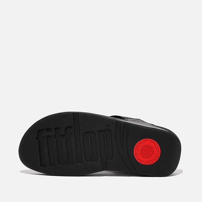 FitFlop Lulu Leather Sandals for Women - Comfortable Black Slide Sandals with Arch Support | Perfect for Summer, Beach, and Casual Wear