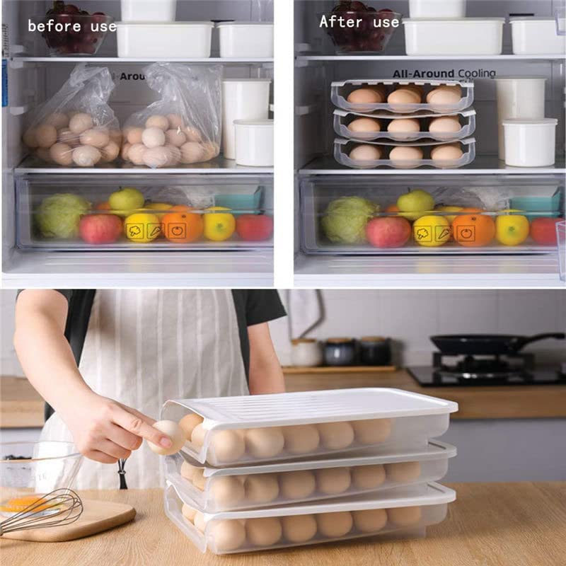 Homeappy 18-Count Large Capacity Egg Storage Box - Transparent Plastic Egg Holder for Refrigerator, Stackable Fridge Egg Container - Perfect for Kitchen Organization & Fresh Egg Storage