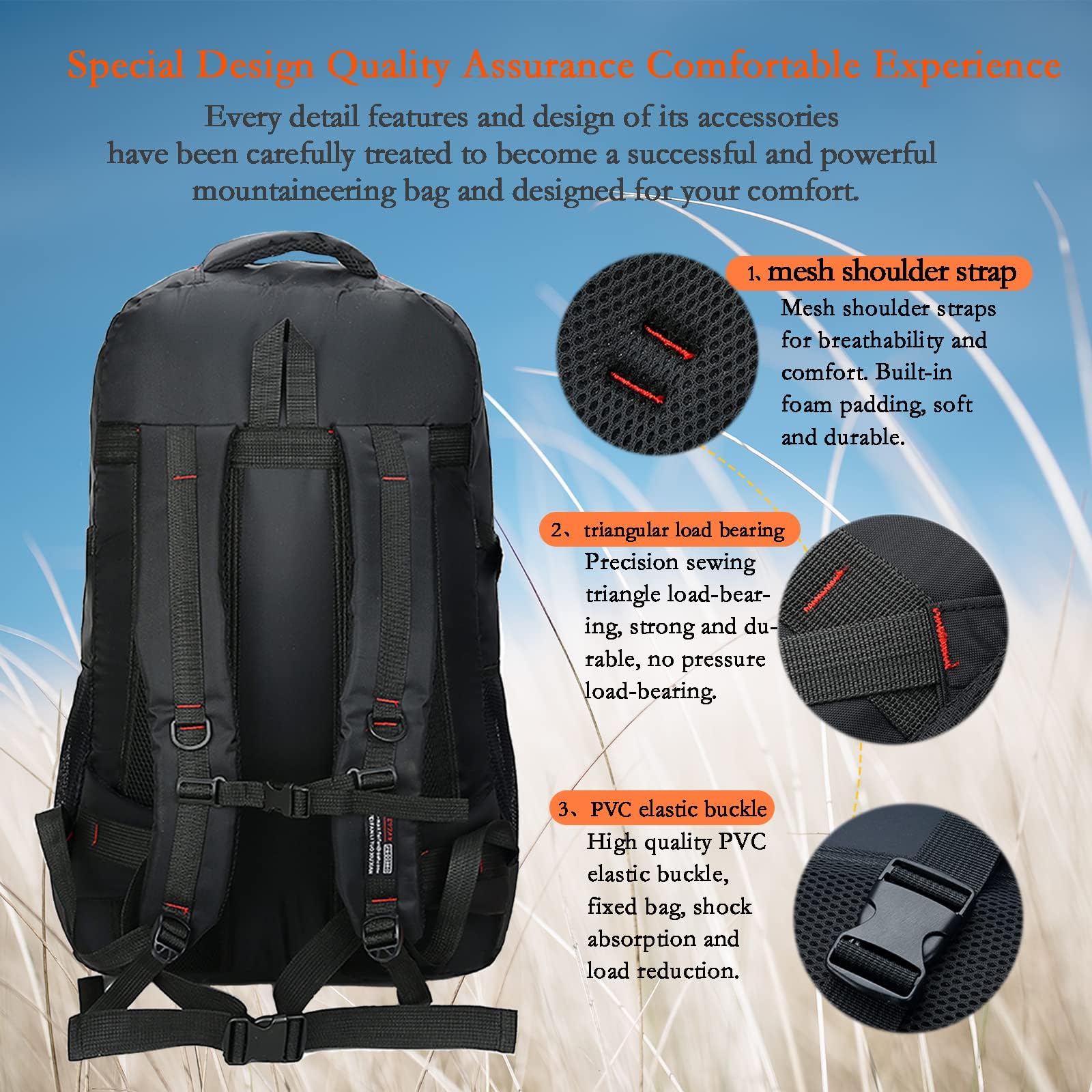 **75L Waterproof Lightweight Hiking Backpack - Durable Large Capacity Travel Backpack for Camping, Trekking & Outdoor Adventures**
