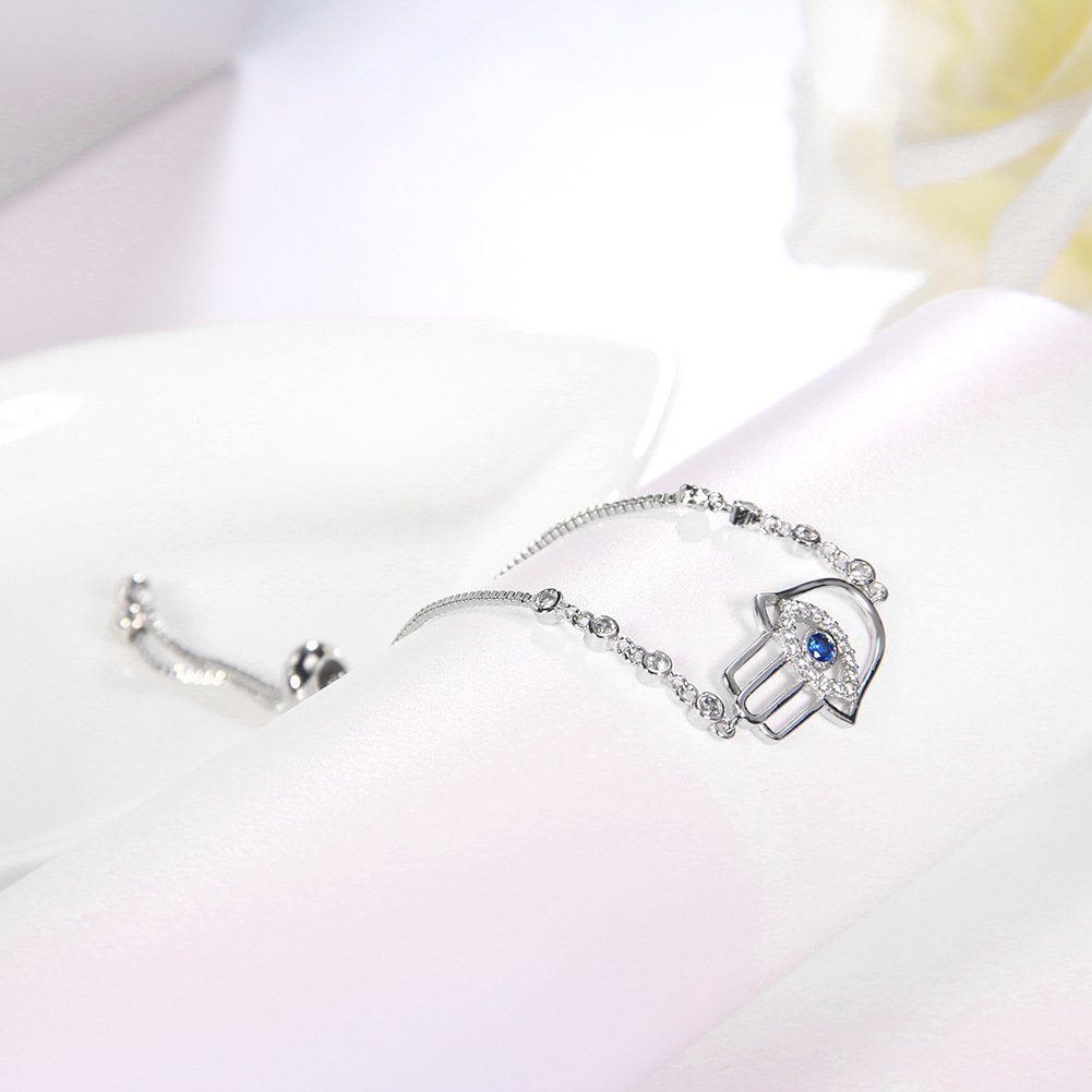 Fatima Hamsa Hand Evil Eye Protection Bracelet for Women - Adjustable Lucky Charm Jewelry Gift for Good Luck, Spiritual Protection & Positive Energy (Perfect for Daily Wear, Meditation & Gift Giving)