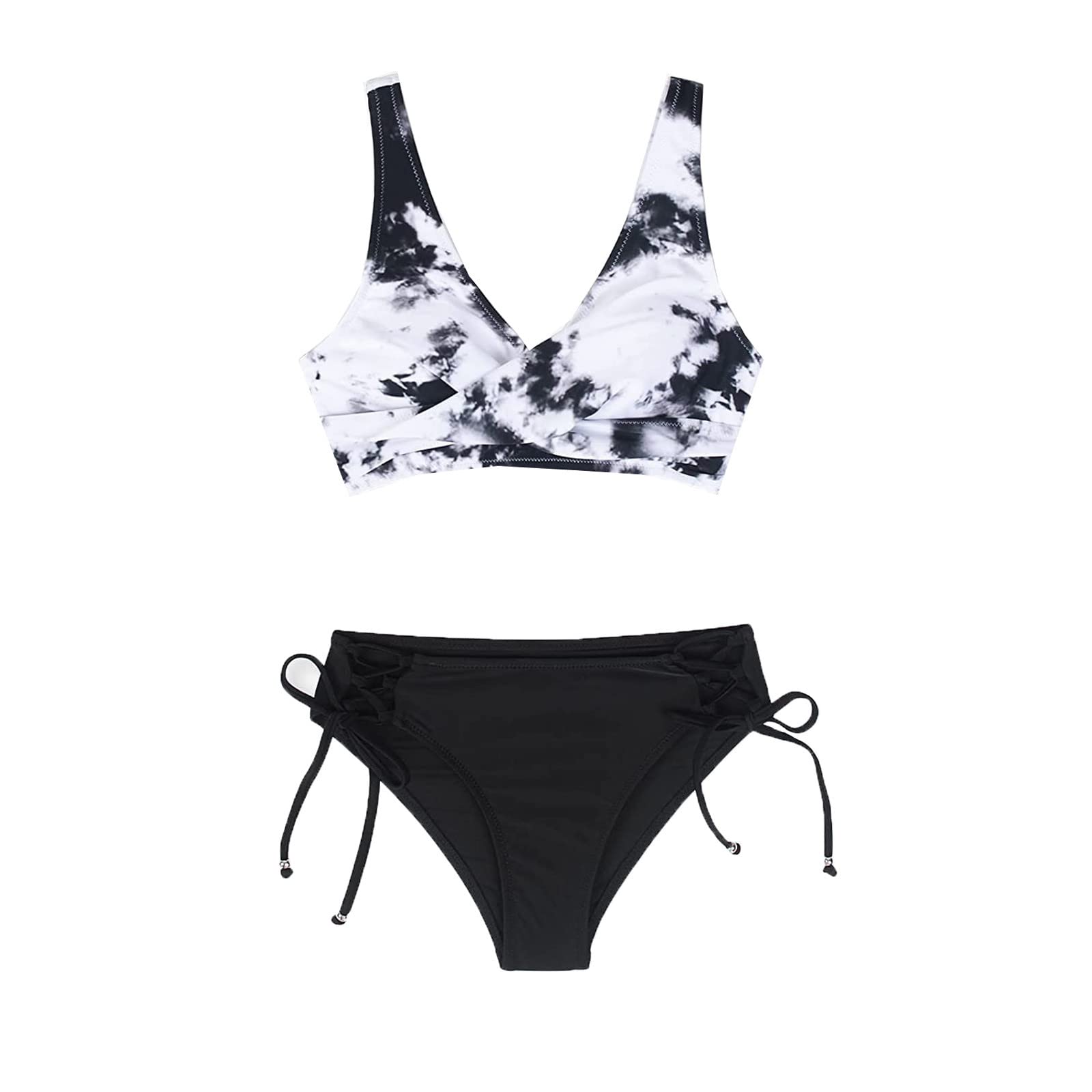 Women's Sexy Split Bikini Swimsuit - Floral Print Sleeveless Two-Piece Bathing Suit for Beach, Pool Party & Summer Vacation