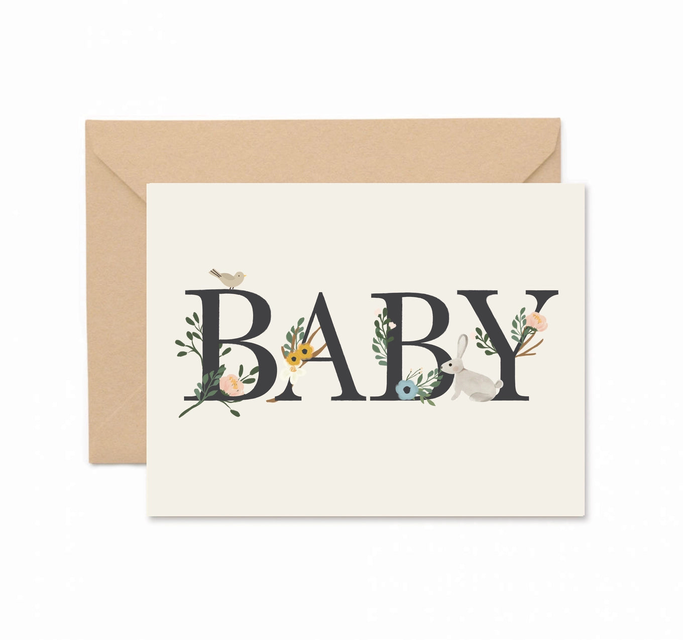 Floral Baby Greeting Card - Elegant Newborn Congratulations Card for Baby Showers, Birthdays & Special Occasions