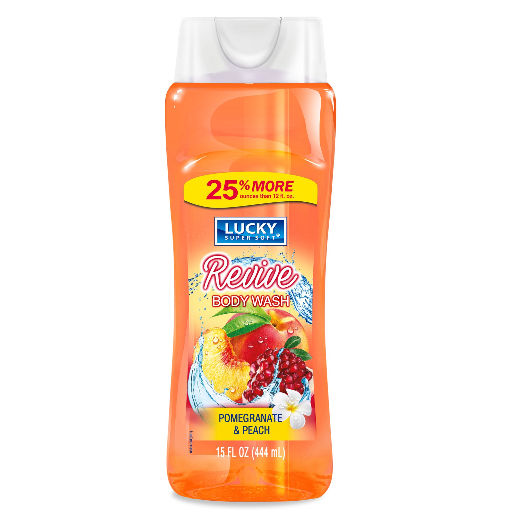 Lucky Super Soft Pomegranate & Peach Body Wash - 15 oz | Hydrating & Moisturizing Shower Gel for Dry Skin - Perfect for Daily Use & Relaxing Bath Time