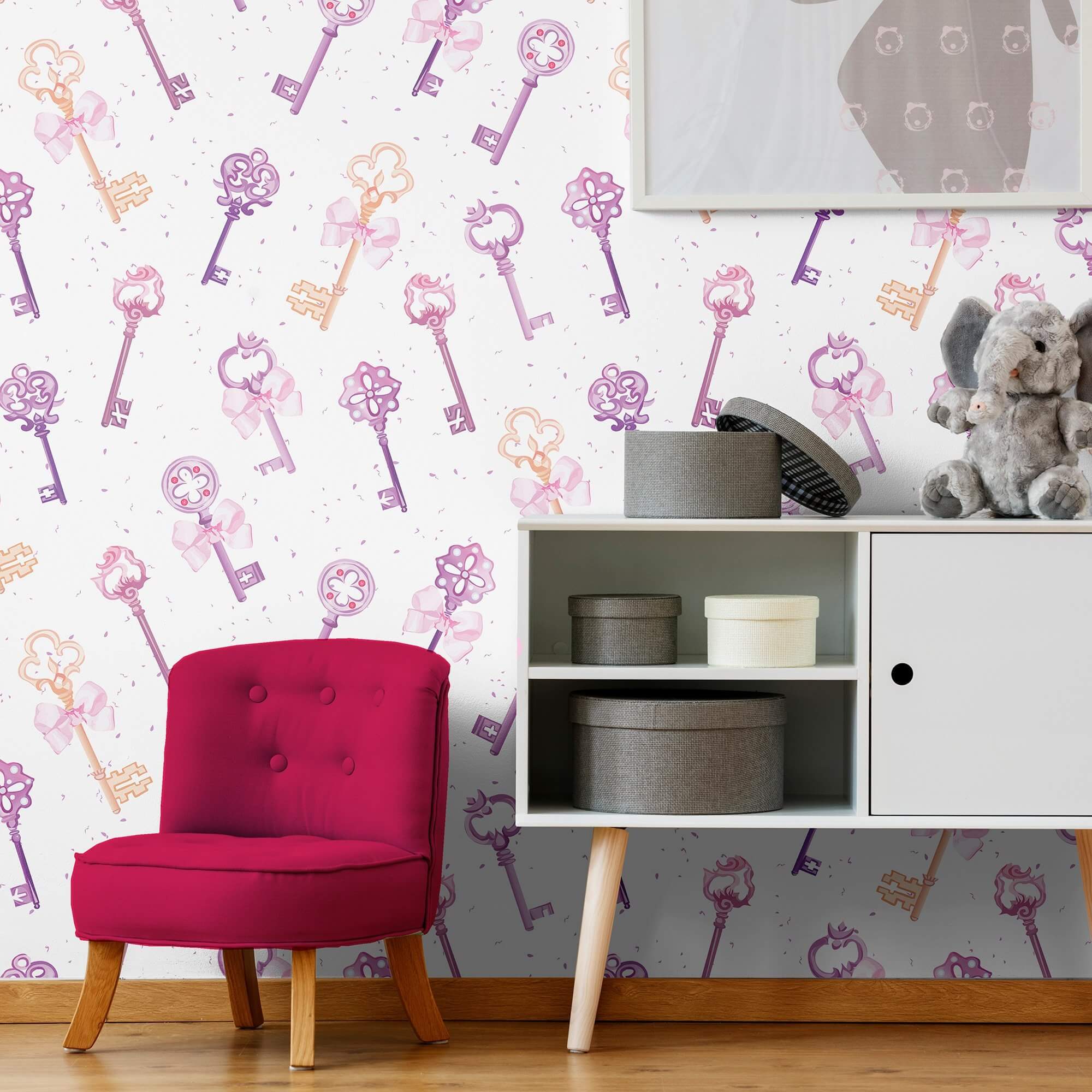 Gold and Purple Floral Peel and Stick Removable Wallpaper for Kids Room - Self-Adhesive Decorative Wall Covering for Nursery, Bedroom, Playroom & Dorm Decor