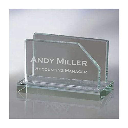 Personalized Engraved Glass Business Card Holder - Custom Office Desk Organizer for Professionals & Executives | Perfect for Corporate Gifts, Meetings & Networking Events
