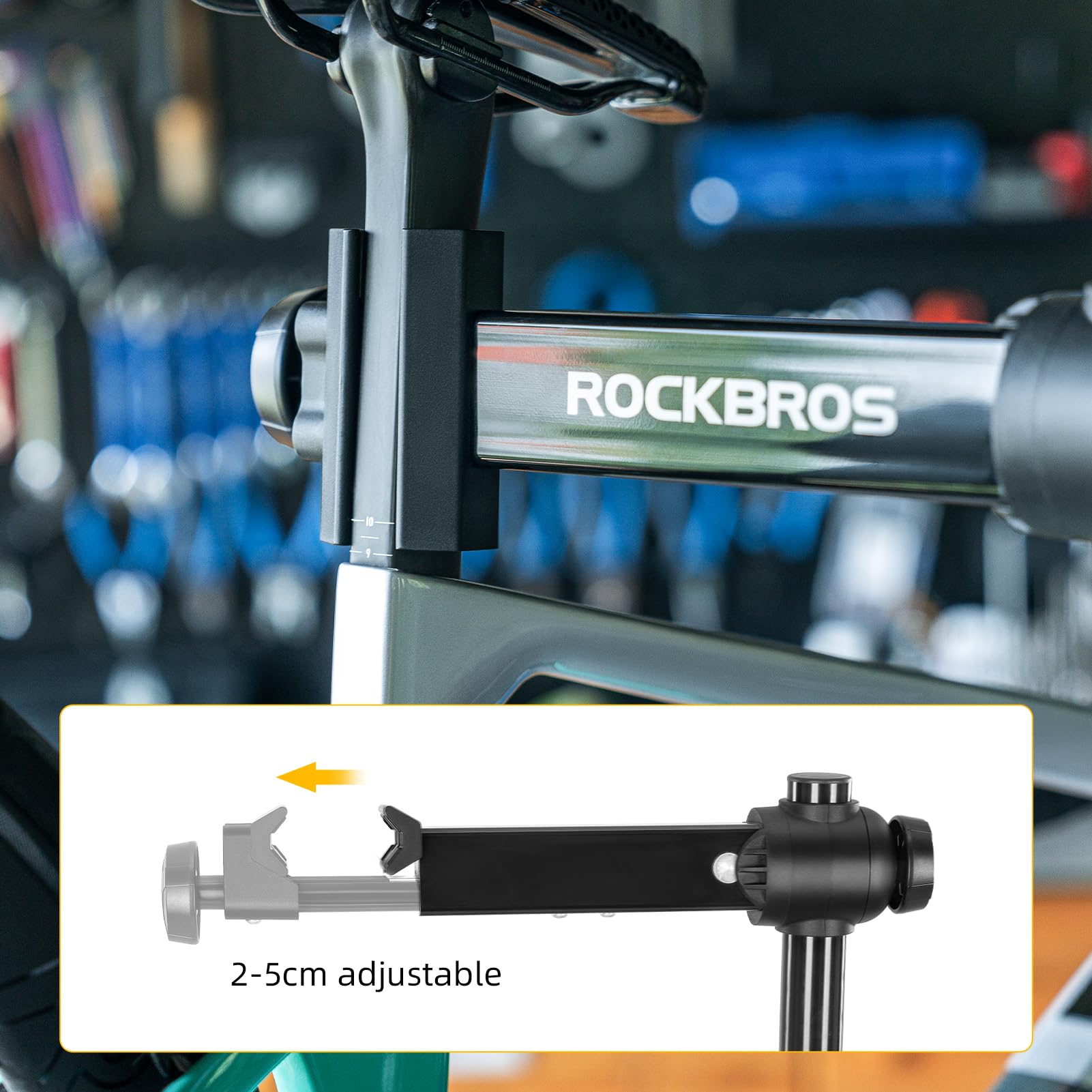 ROCKBROS Portable Bike Repair Stand - Aluminum Alloy Bicycle Maintenance Stand for Mountain, MTB, Road & E-Bikes (Max 66 lbs Capacity) - Perfect for Home Garage, Bike Shops & Outdoor Cycling Maintenance