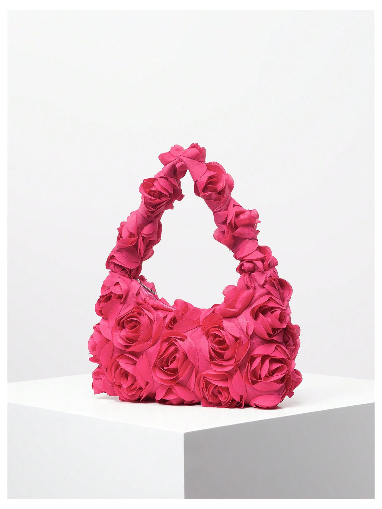 Verdusa Women's 3D Rose Applique Shoulder Bag Floral Hobo Handbag - Elegant Crossbody Purse for Daily Use, Work, Shopping & Date Night