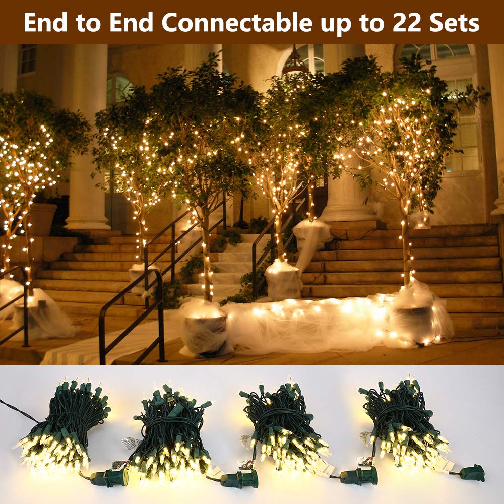 Brizled 100 LED Christmas Lights - 33ft Connectable String for Tree & Party Decor