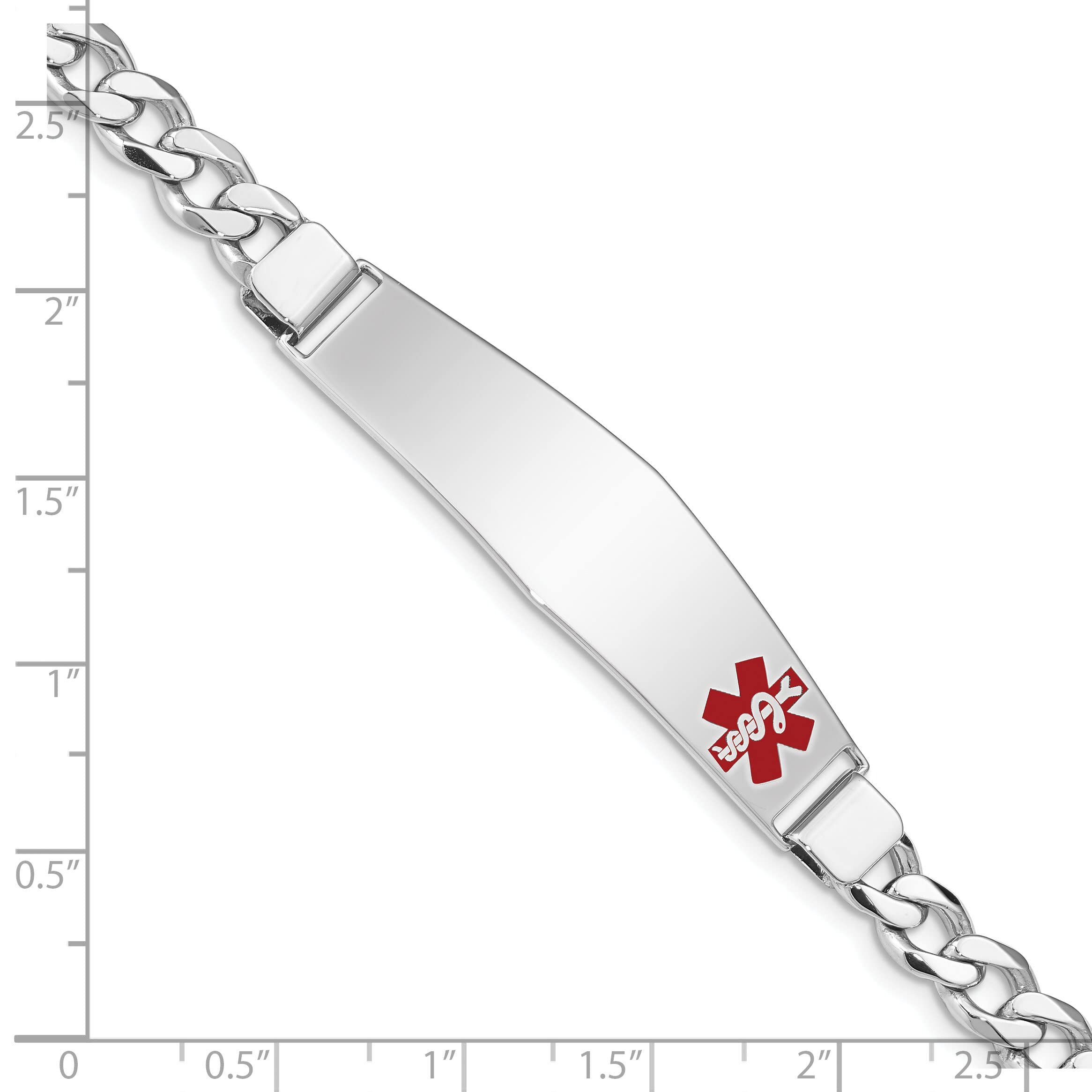FindingKing Sterling Silver Curb Medical ID Bracelet 8