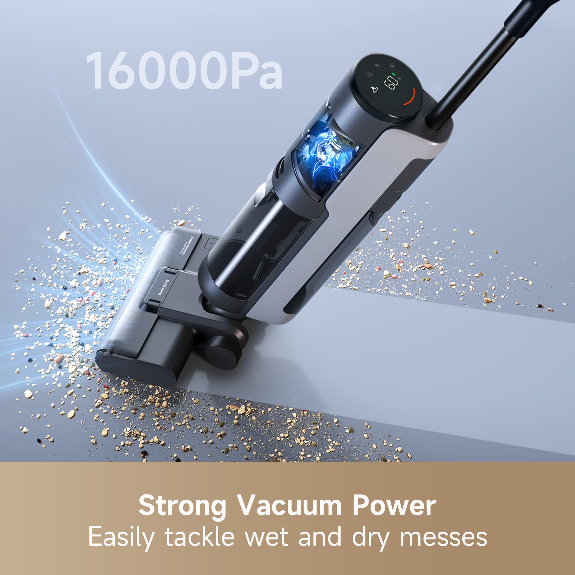 DREAME H12S Cordless Wet Dry Vacuum Cleaner and Mop Combo for Hard Floors - Smart Dirt Detection, Edge Cleaning & Hot Air Drying - Multi-Surface Cleaner for Sticky Messes - Perfect for Kitchen, Bathroom, and Pet Hair Cleaning