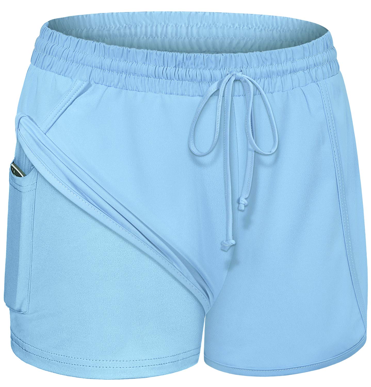BLEVONH Women's 2-in-1 Yoga Running Shorts with Pockets - High Waist Athletic Workout Shorts for Women S-3XL - Perfect for Yoga, Gym, Running & Summer Outdoor Activities