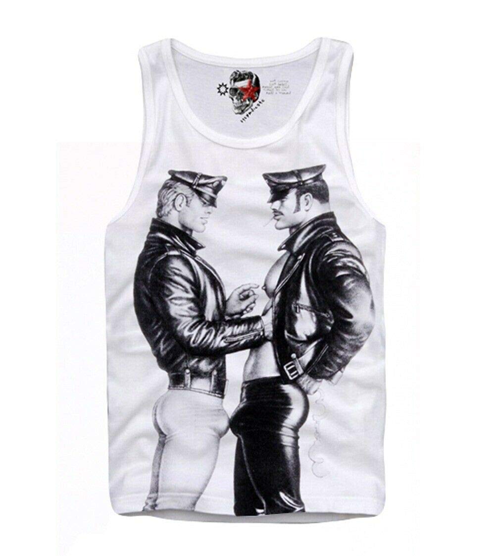 Tom of Finland Gay Police Tank Top - Sexy Men's Muscle Tee for Pride & Costume Parties - Perfect for Boyfriend, Leather Boots & Fetish Wear