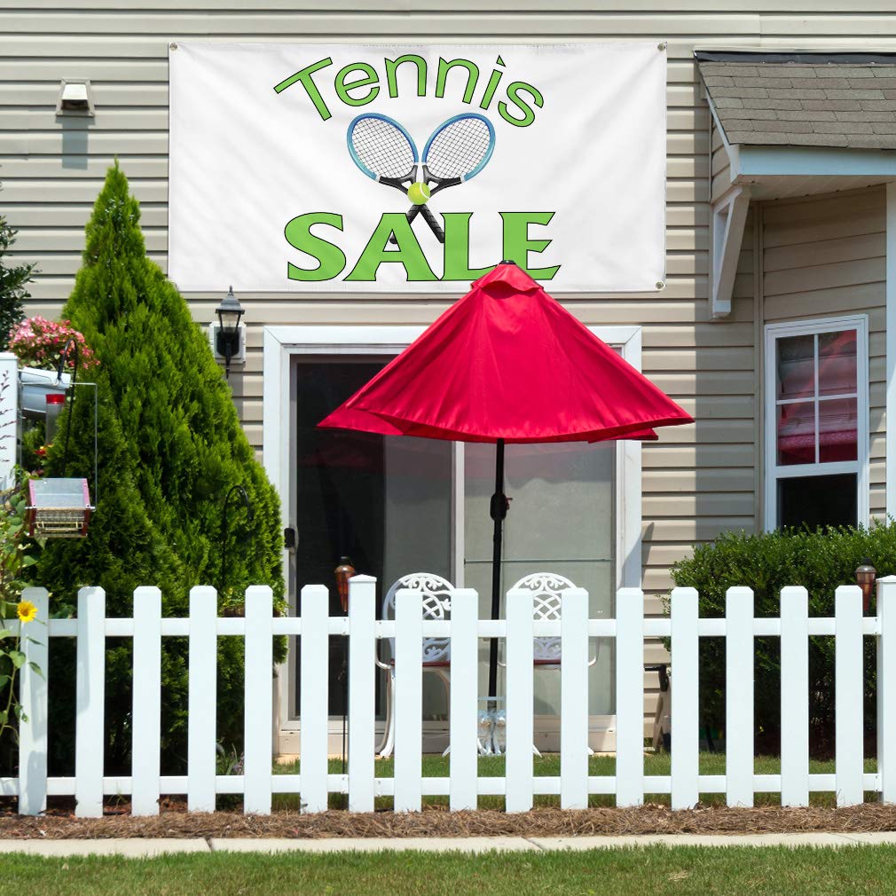 Durable Vinyl Banner 48x96 Inches - Weatherproof Outdoor Tennis Sale & Business Sign with 8 Grommets | Perfect for Yard Signs, Store Promotions & Sporting Events