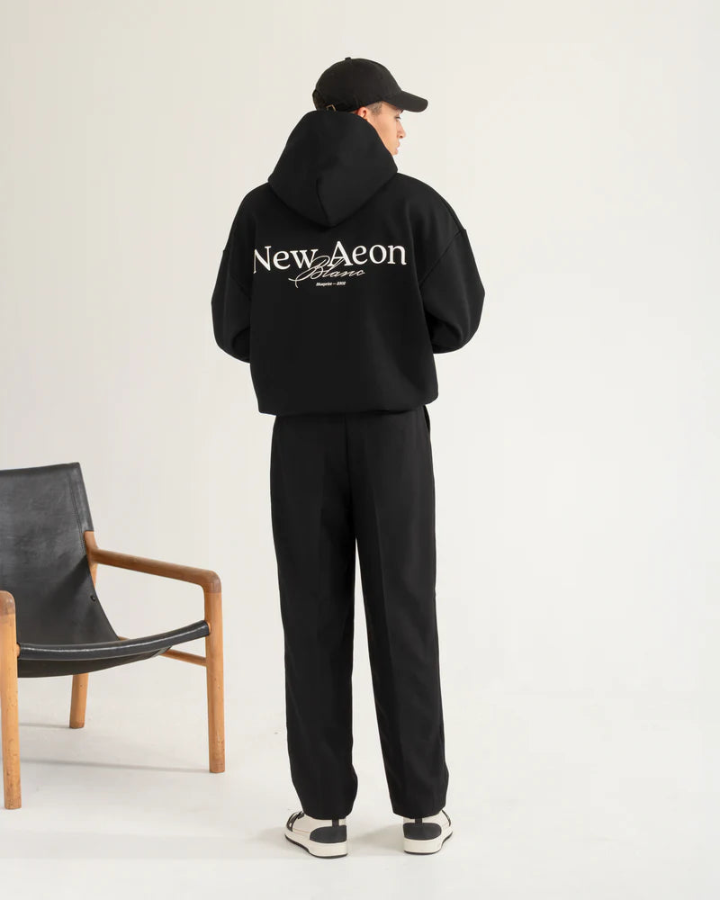 NAEON BLANC ULTRAFLEECE HOODIE - Soft Warm Fleece Pullover Hooded Sweatshirt for Men & Women - Perfect for Winter, Outdoor Activities and Casual Wear (Black)