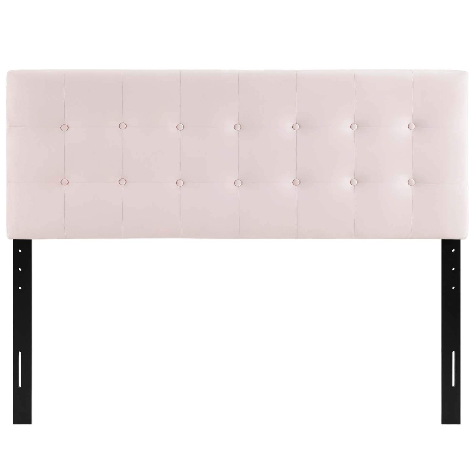 Modway Emily Queen Size Upholstered Headboard - Pink Velvet with Biscuit Tufting for Bedroom Decor | Luxurious Bed Frame Accent for Master & Guest Rooms