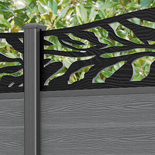 Classic Malawi Curved Top Fence Panel - Mid Grey with Aluminum Posts | Durable Garden Fencing for Backyard Privacy & Decoration