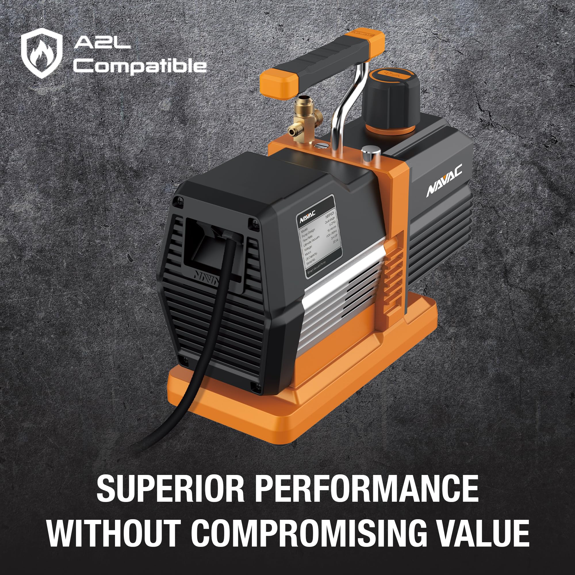 NAVAC NRP6Di Smart HVAC Vacuum Pump - 6 CFM Flow Rate for AC & Refrigeration Evacuation | Digital Smart Control Technology | 2-Year Warranty | Professional HVAC Tool for Repair & Maintenance