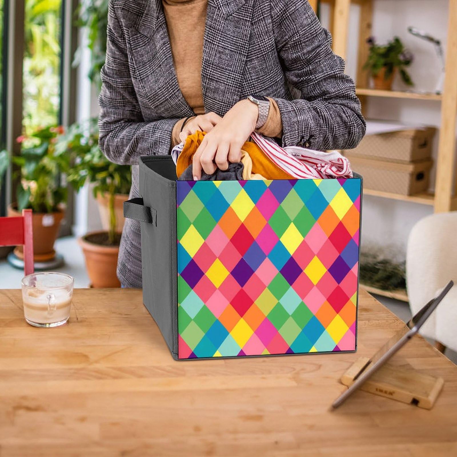 Colorful Folding Storage Bins with Handles - Home & Office Organizers