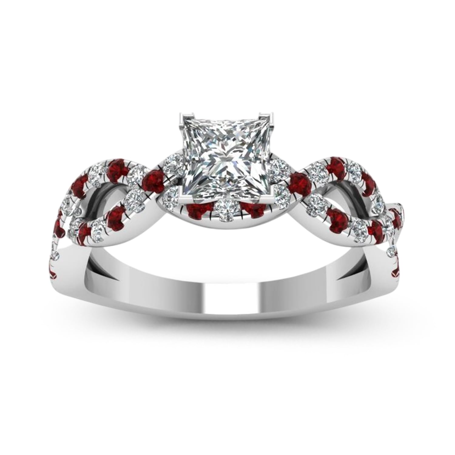 Jeulia 2.5 Carat Princess Cut Wedding & Engagement Ring Set - 925 Sterling Silver Twisted Eternity Band with Birthstone - Anniversary Promise Ring for Women - Jewelry Gift Box Included - Perfect for Proposals, Weddings & Special Occasions